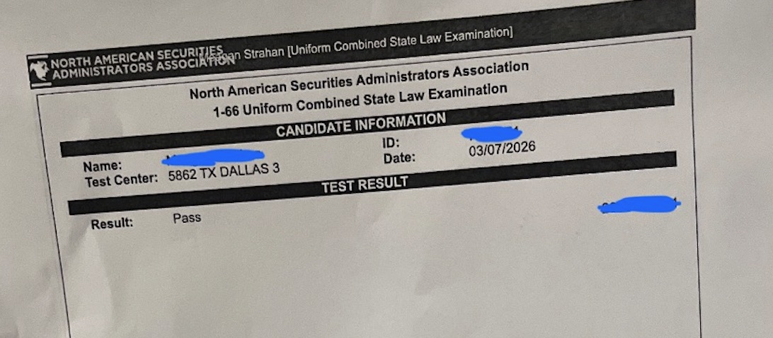Series 66 pass result