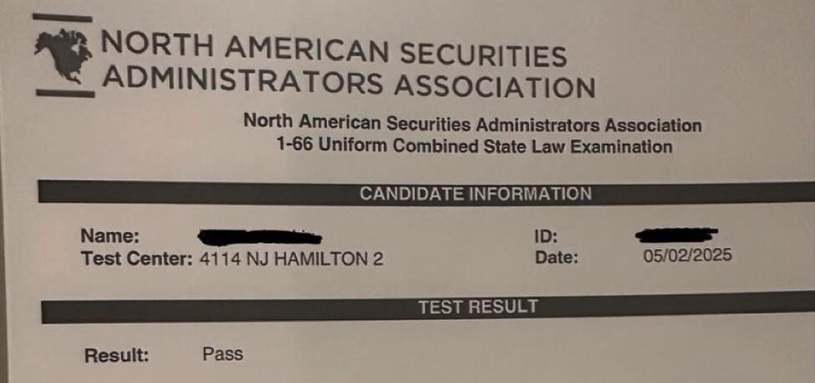 Series 66 pass result