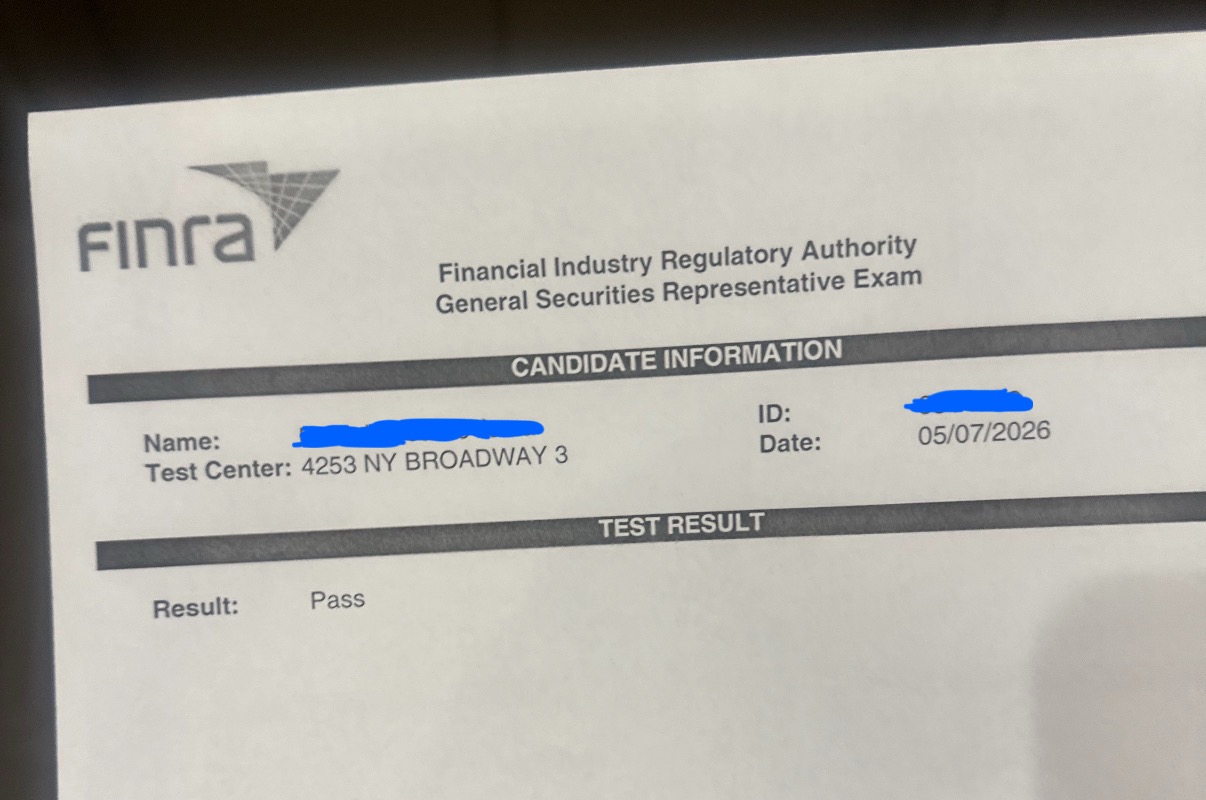 Series 7 pass result