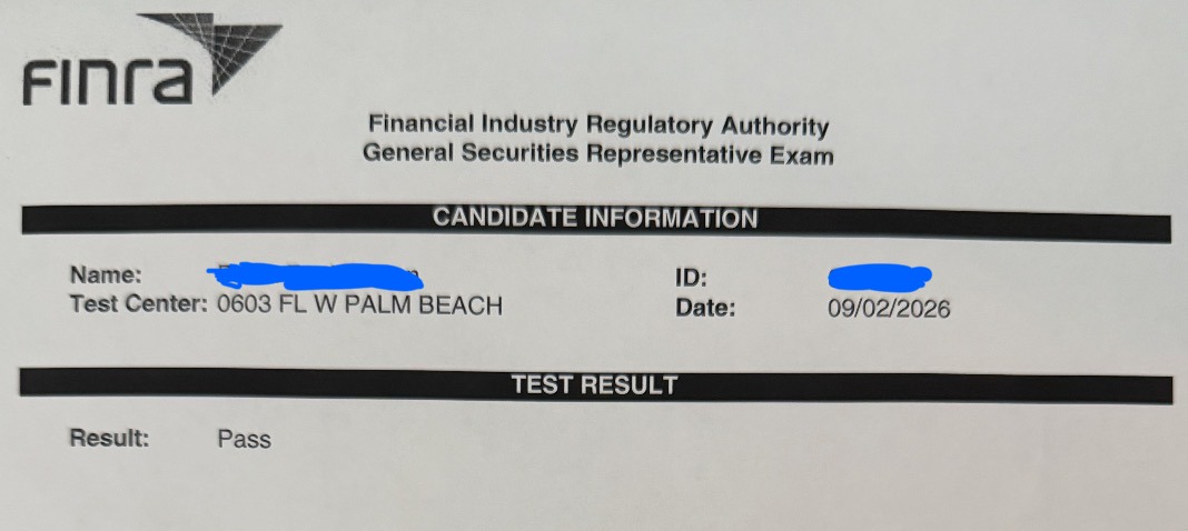 Series 7 pass result