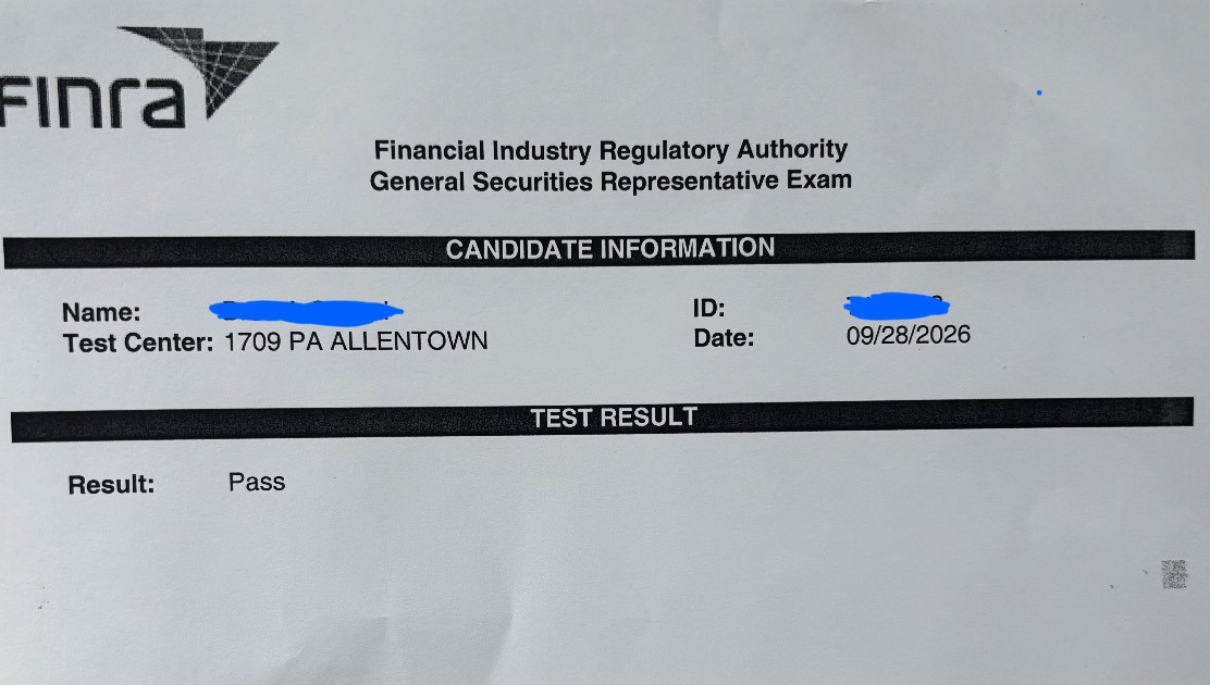 Series 7 pass result