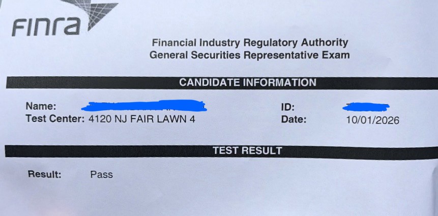 Series 7 pass result