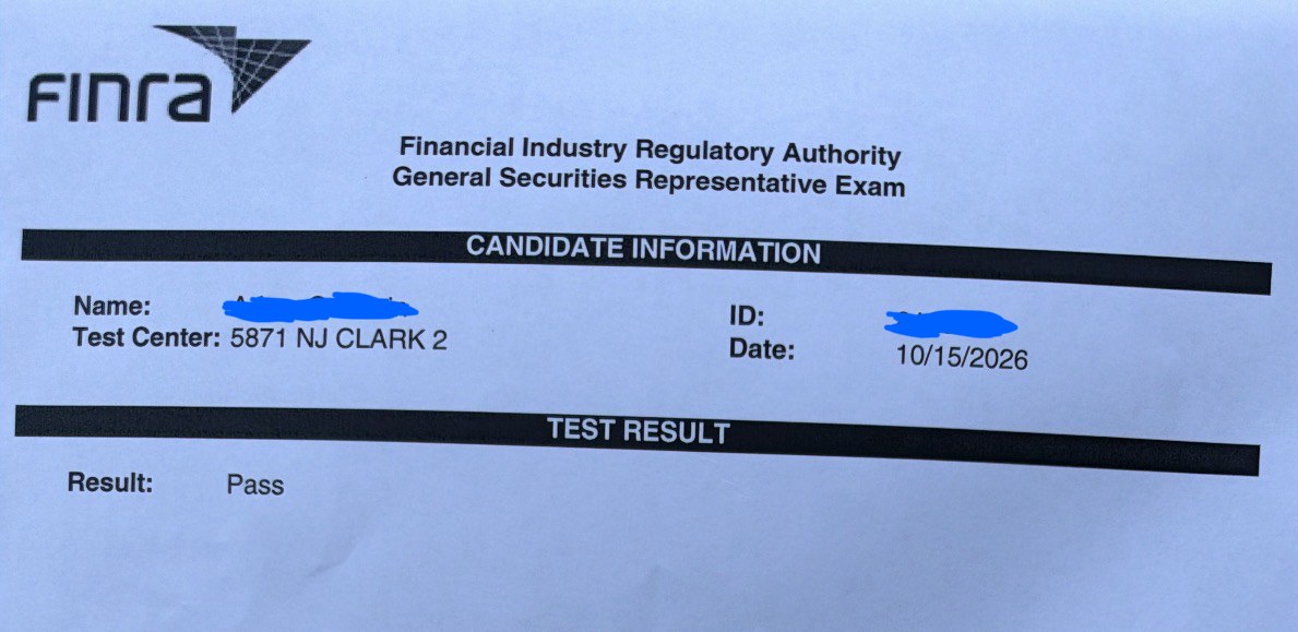 Series 7 pass result