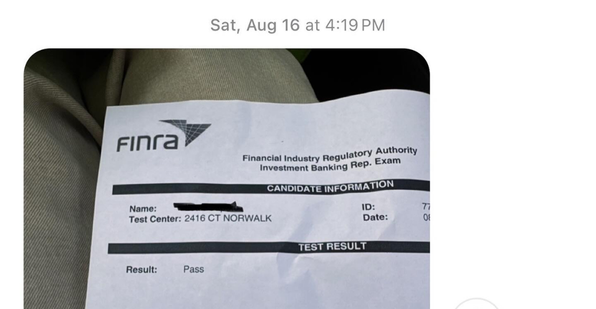 Series 79 pass result