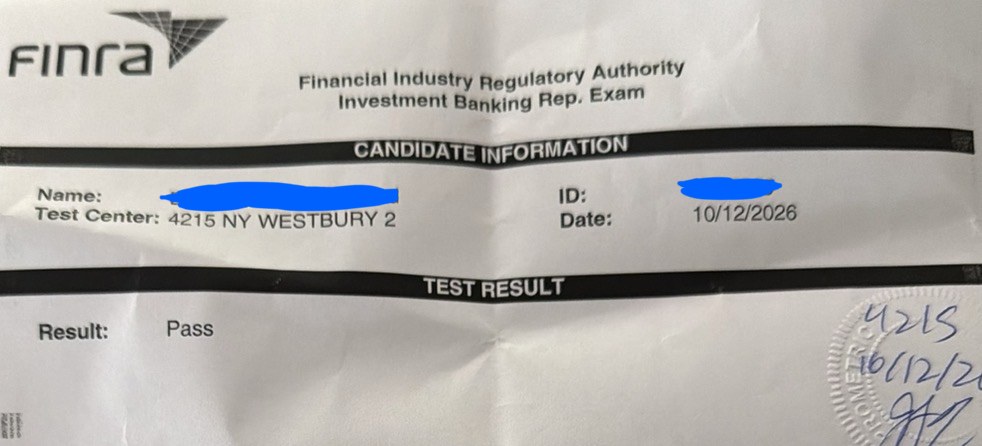 Series 79 pass result